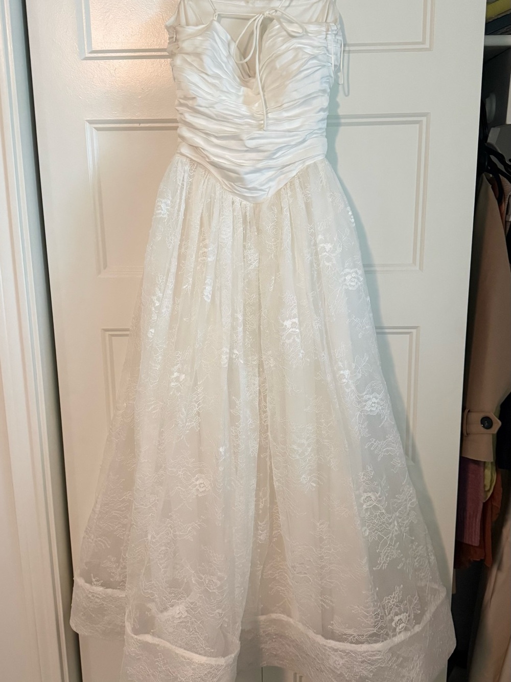 ASOS White Ruched Bodice Spaghetti-Strap Bridal Gown - Picture 5 of 6